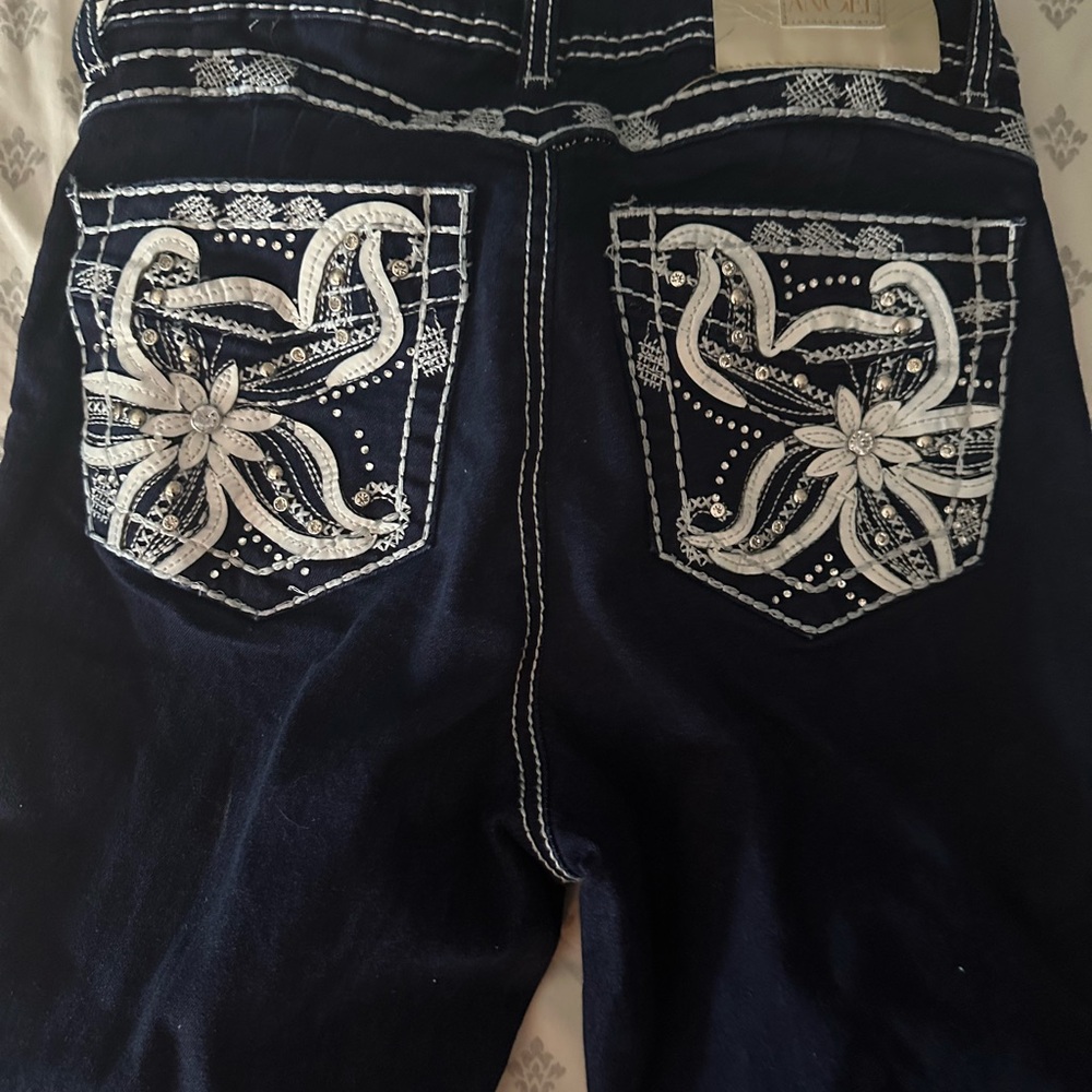 Embroidered Dark Blue Jeans